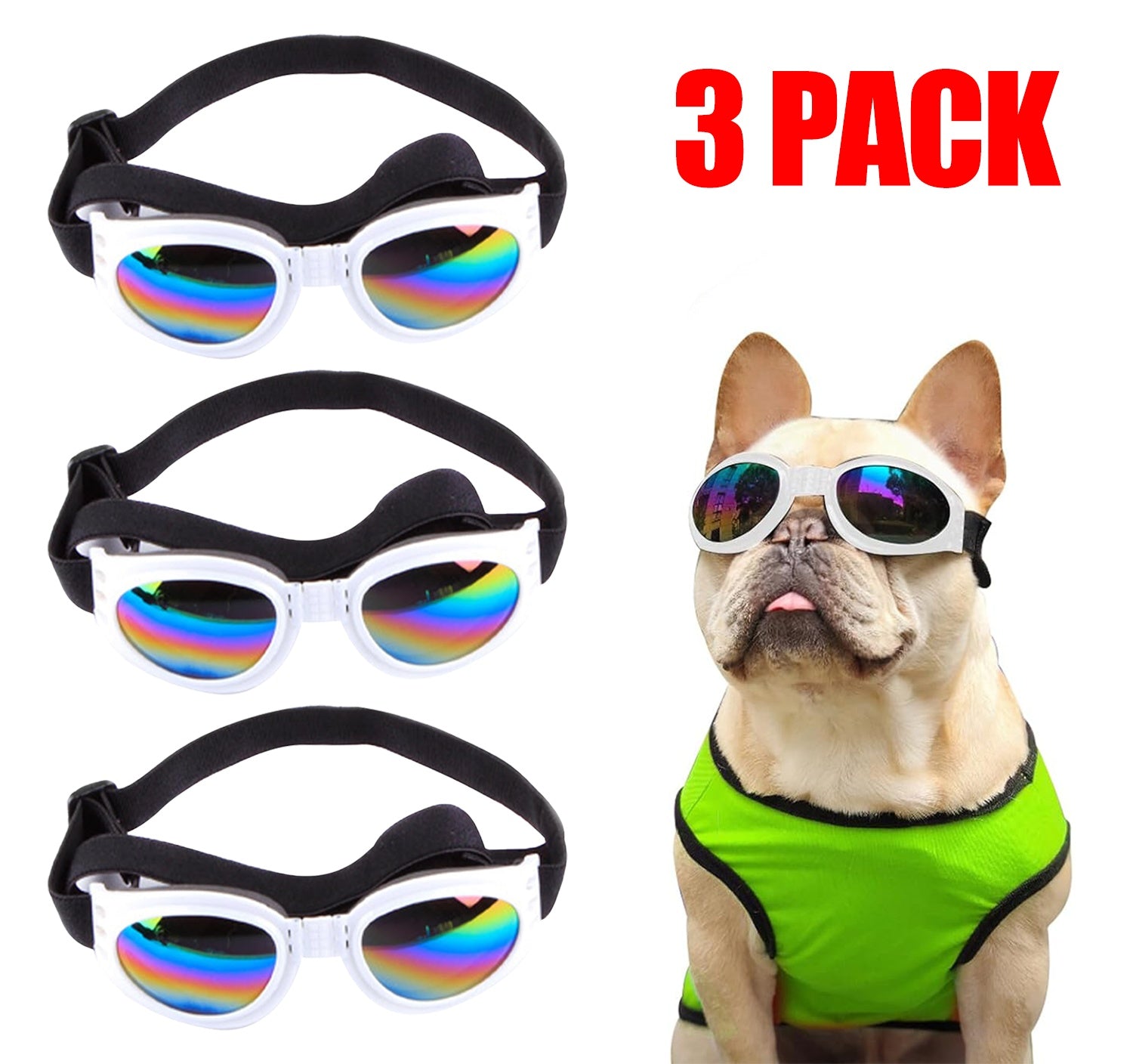 Pet Sunglasses – UV & Windproof Goggles for Small Dogs & Cats (3-Pack)