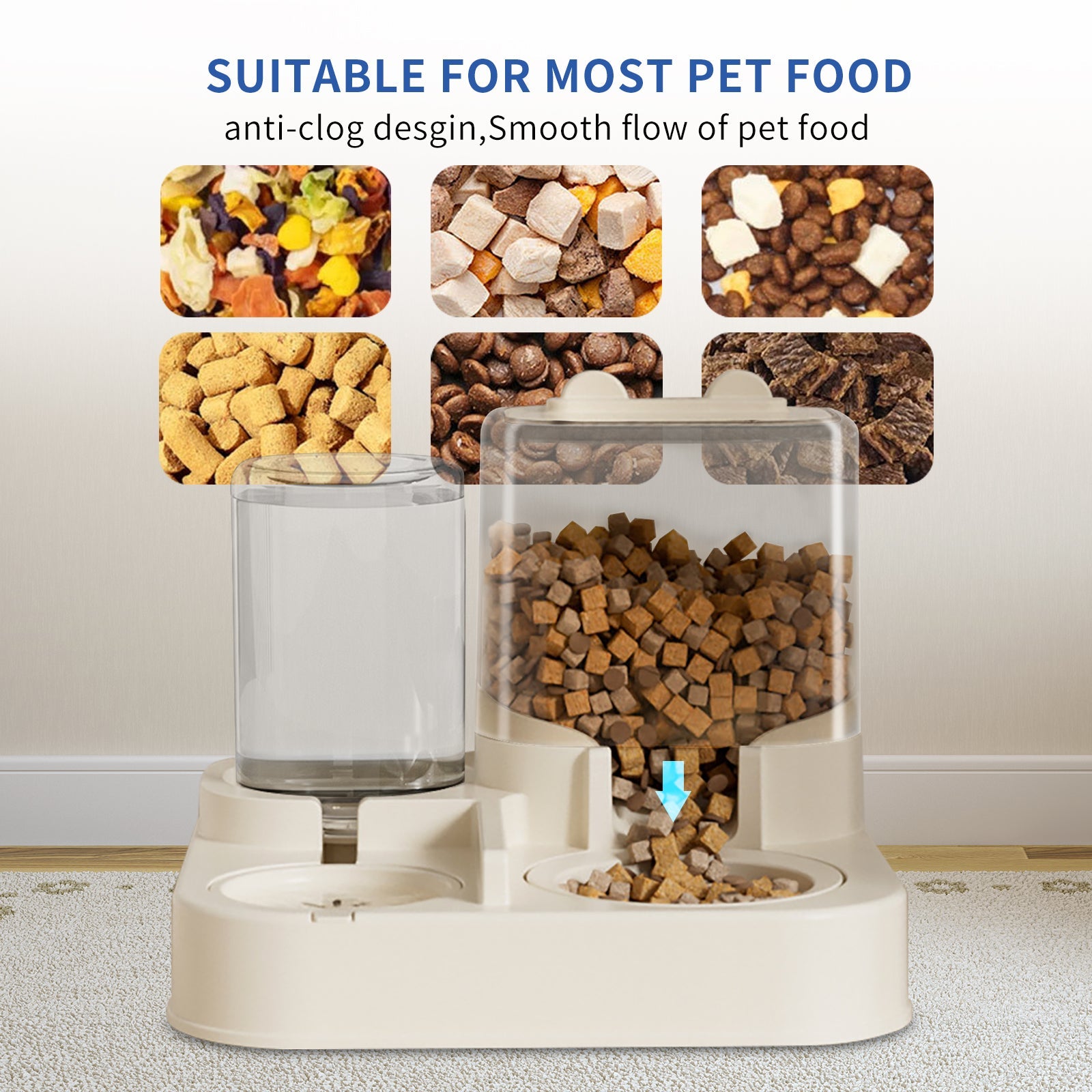 Transparent Pet Food & Water Dispenser – Visible, Automatic & Easy to Fill