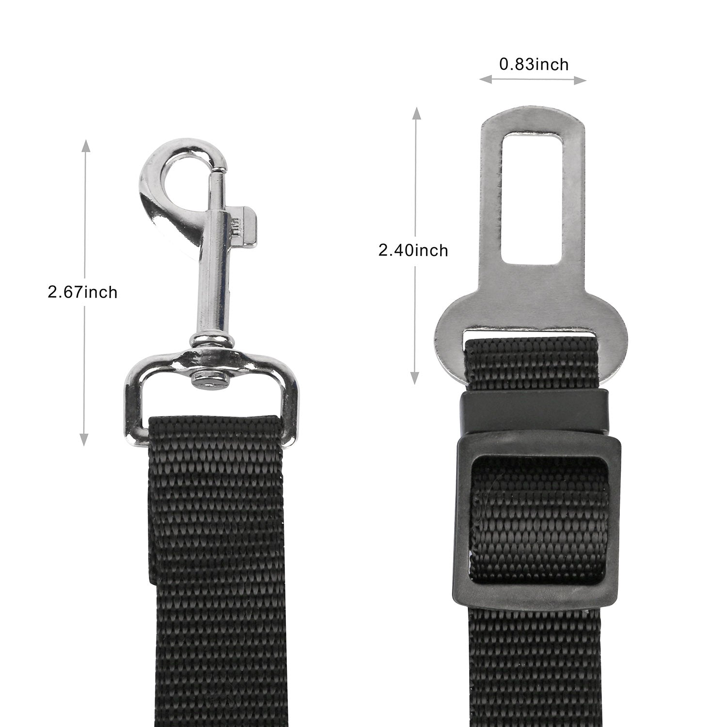 2-Pack Adjustable Pet Dog & Cat Car Safety Seat Belt Leash
