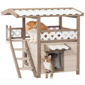 Feral Cat House – Indoor & Outdoor 2-Story Kitty Home with PVC Roof