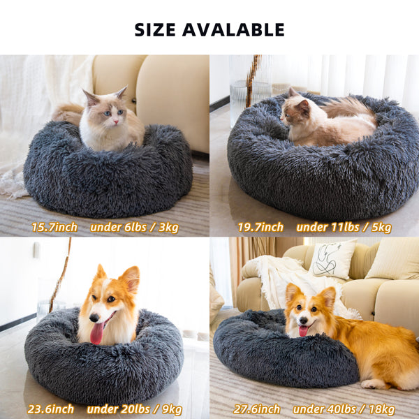 Washable Anti-Anxiety Fluffy Donut Pet Bed for Dogs & Cats