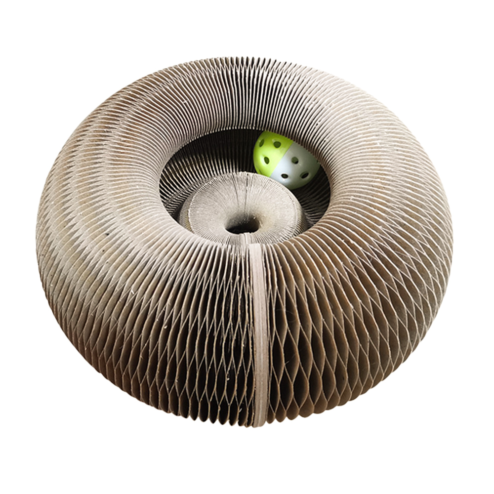Magic Organ Cat Scratching Board with Ball Toy - Foldable Cardboard Scratcher