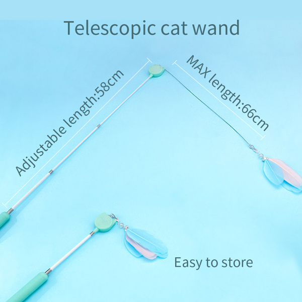 Retractable Cat Teaser Wand – Feather & Rope Interactive Cat Toy
