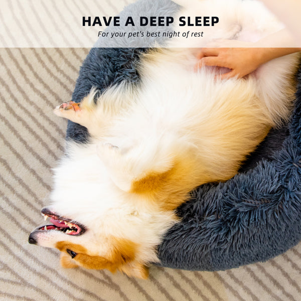 Washable Anti-Anxiety Fluffy Donut Pet Bed for Dogs & Cats