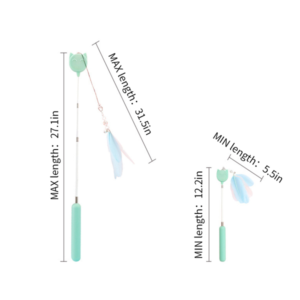 Retractable Cat Teaser Wand – Feather & Rope Interactive Cat Toy