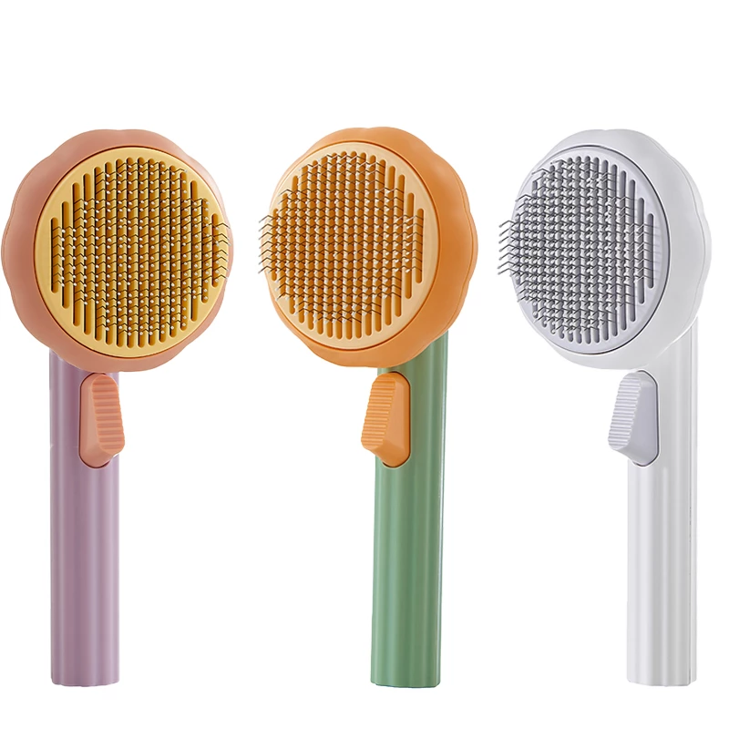 Pet Grooming Brush – Self-Cleaning Comb for Cats & Dogs