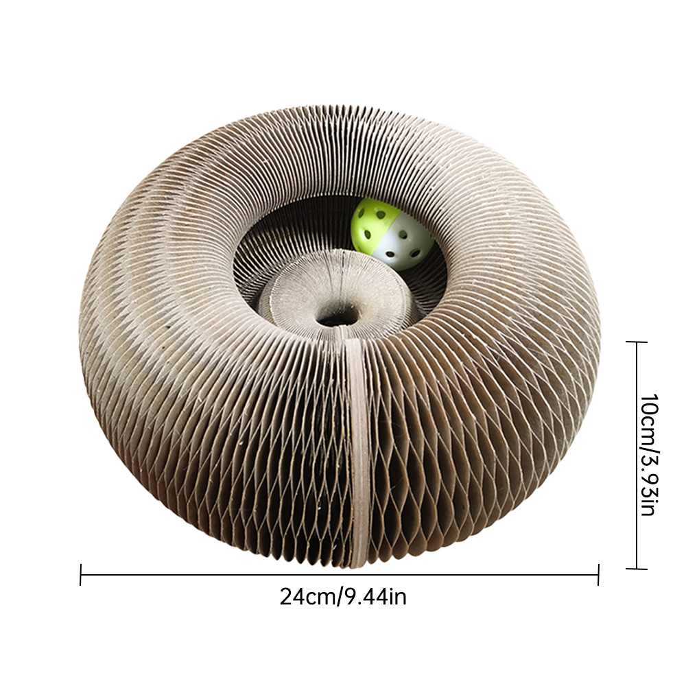 Magic Organ Cat Scratching Board with Ball Toy - Foldable Cardboard Scratcher