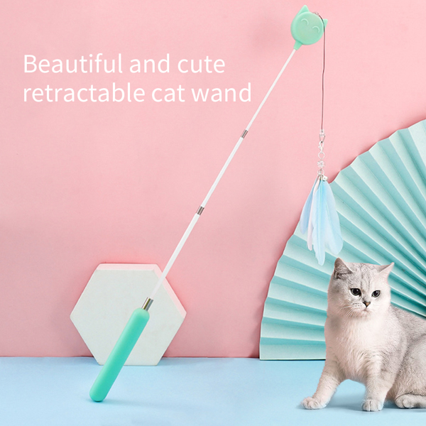 Retractable Cat Teaser Wand – Feather & Rope Interactive Cat Toy