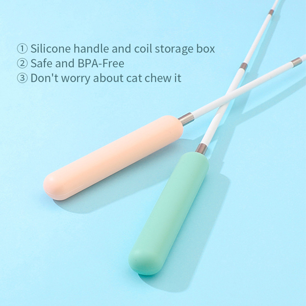 Retractable Cat Teaser Wand – Feather & Rope Interactive Cat Toy