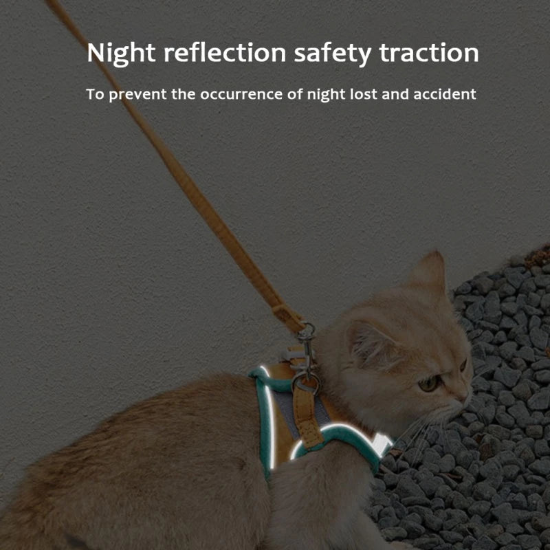 Adjustable Reflective Cat Harness & Leash Set
