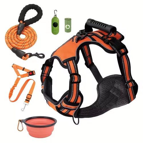 Tactical Service Dog Harness Set – Car Seat Belt & Collapsible Bowl Included - My Pet Spot