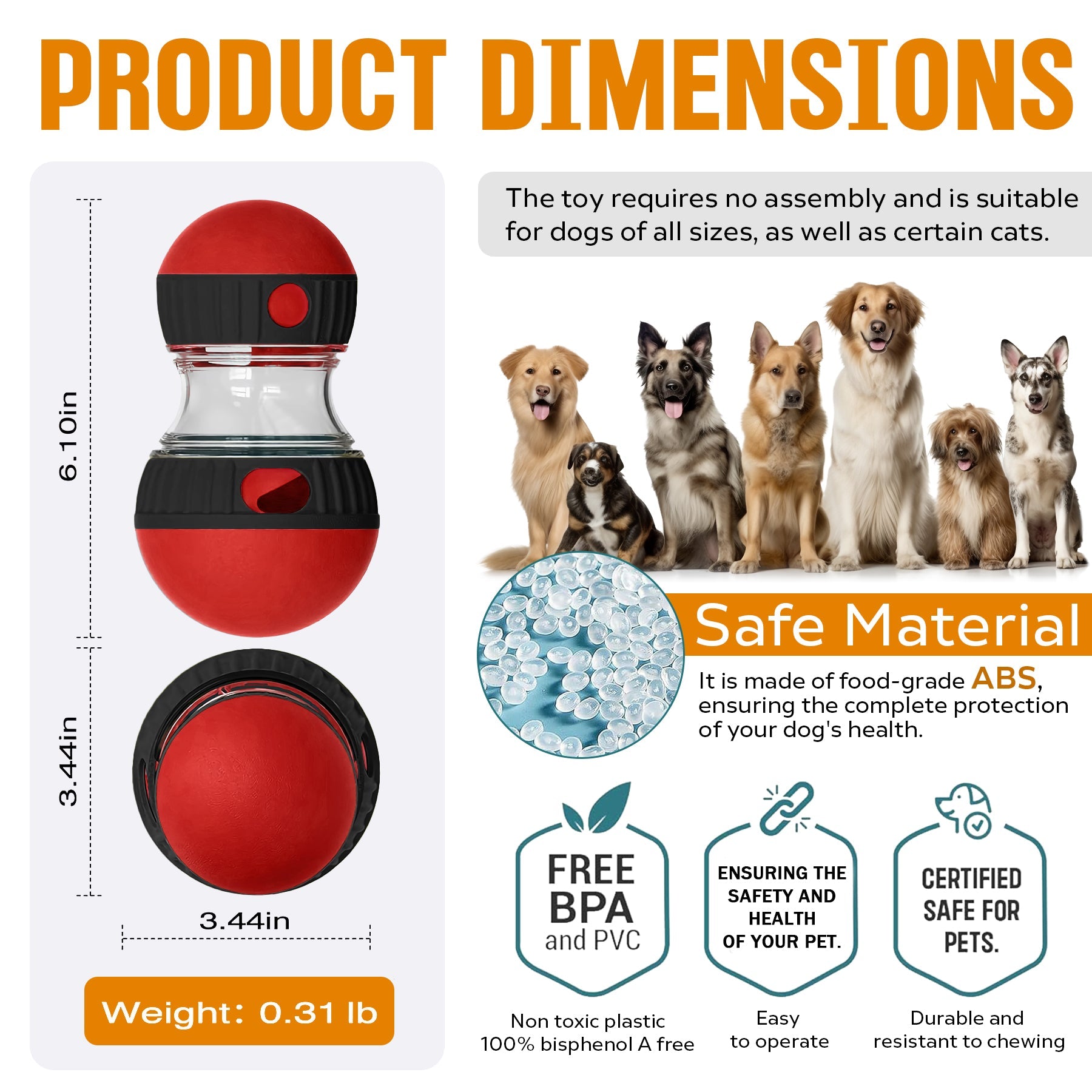 Dog Puzzle Toy – Adjustable Treat Dispensing Ball | Slow Feeder & Enrichment Toy for Dogs