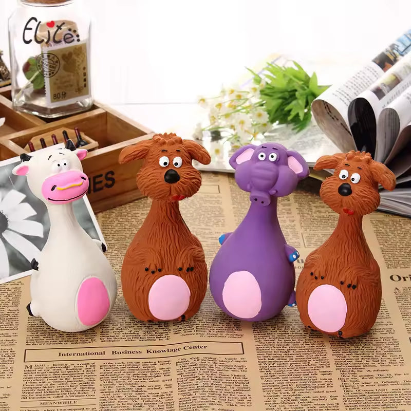 4-Piece Latex Squeaky Dog Chew Toy Set – Interactive Biting Toys
