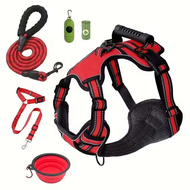 Tactical Service Dog Harness Set – Car Seat Belt & Collapsible Bowl Included - My Pet Spot