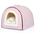 2-in-1 Foldable Cave Pet Bed for Cats & Small Dogs – Cozy Enclosed House (Pink)