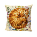Ginger Cat Pillow – Watercolor Floral Design