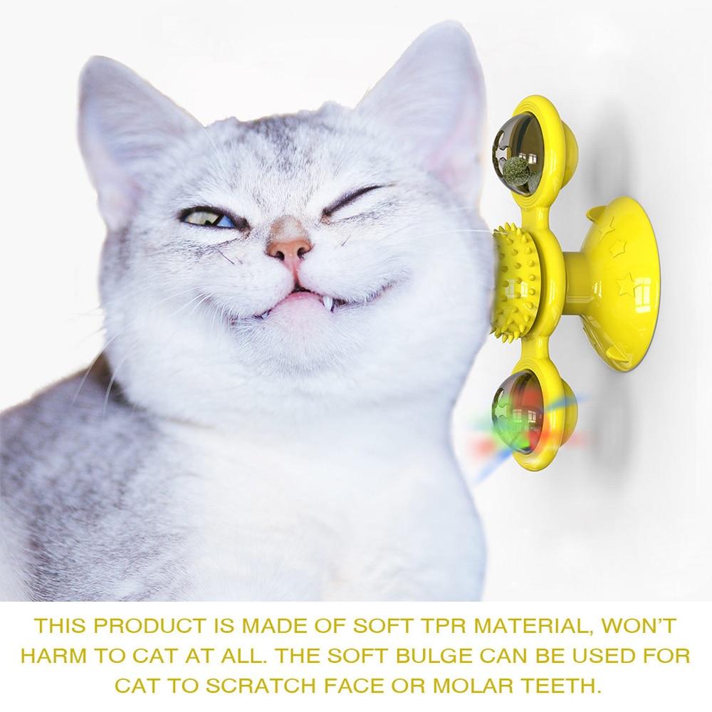 Cats Whirling LED Windmill Cat Toy - Suction Cup Spinner with Light Balls