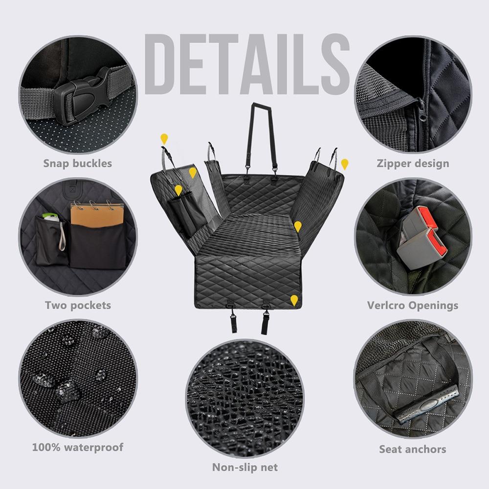Waterproof Pet Car Seat Cover - Black & Gray (152x143cm)