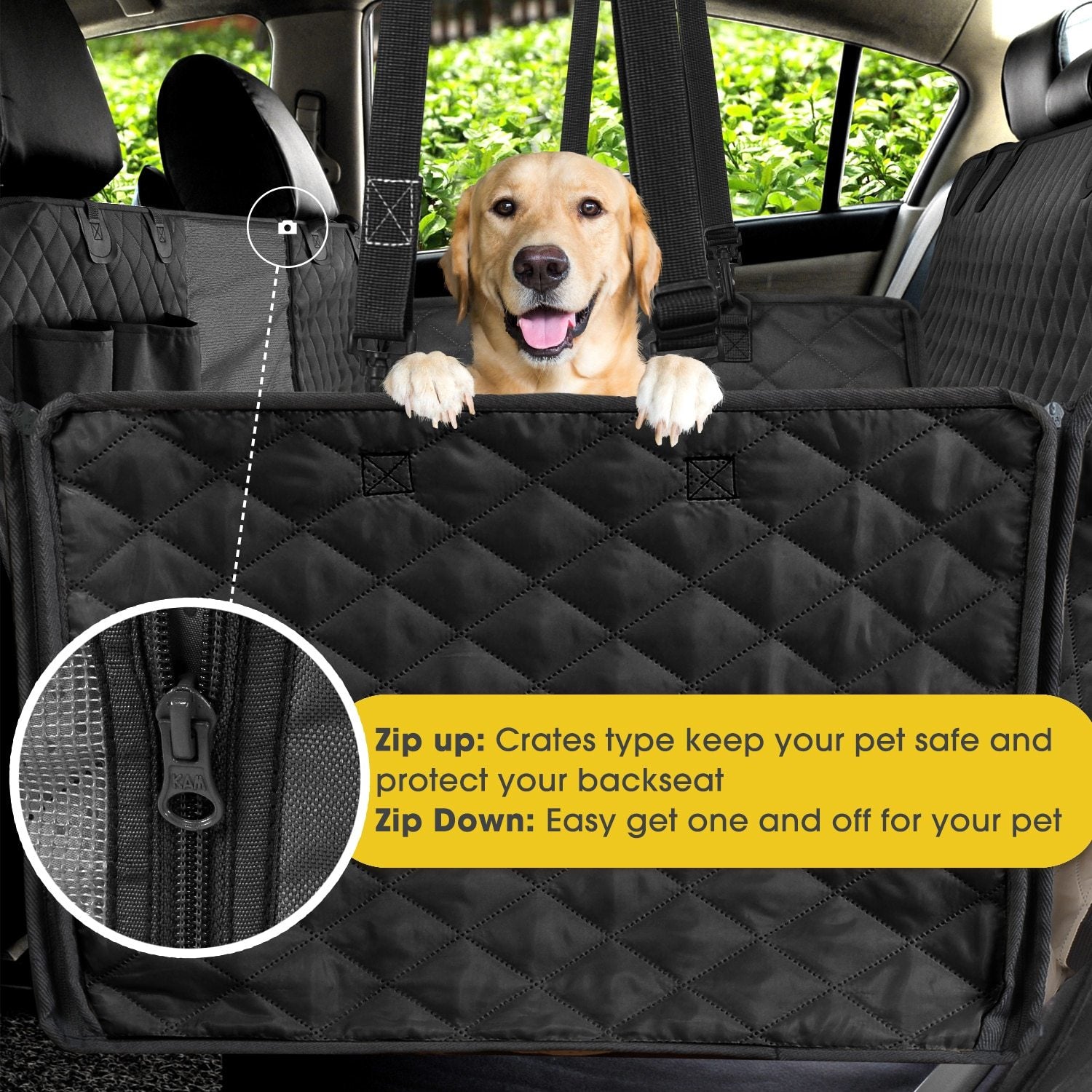 Waterproof Pet Car Seat Cover - Black & Gray (152x143cm)