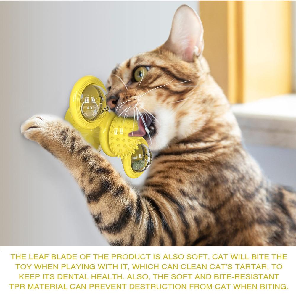 Cats Whirling LED Windmill Cat Toy - Suction Cup Spinner with Light Balls