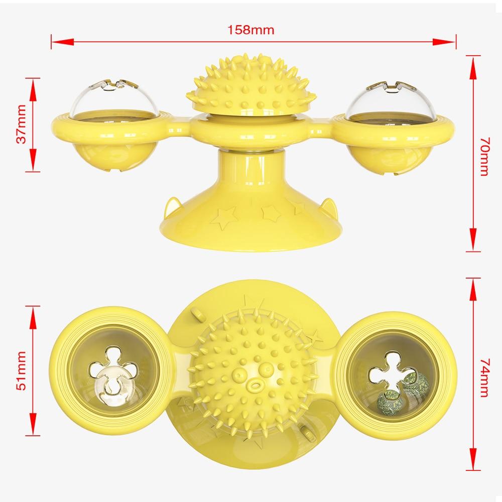 Cats Whirling LED Windmill Cat Toy - Suction Cup Spinner with Light Balls