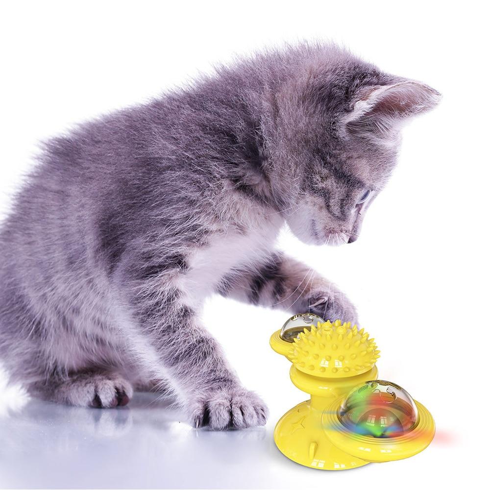 Cats Whirling LED Windmill Cat Toy - Suction Cup Spinner with Light Balls