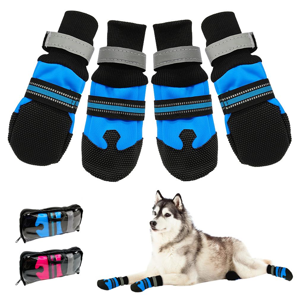 4-Pack Waterproof Dog Boots – Anti-Slip Winter Snow Shoes for Dogs