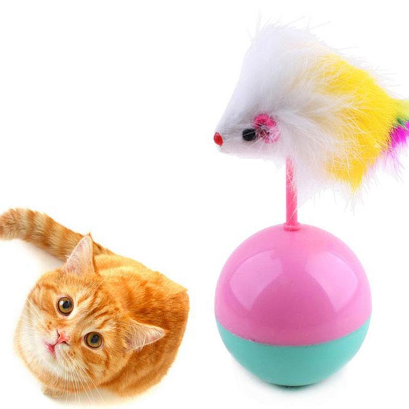 Mouse Tumbler Cat Toy with Plush Ball – Interactive Cat & Dog Toy