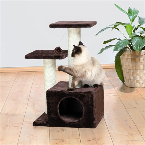 Valencia Cat Tree – Brown Multi-Level Cat Condo with Scratching Posts & Toy